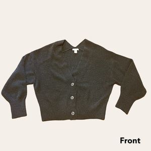 Charcoal Gray H&M Cardigan with Rhinestone Buttons